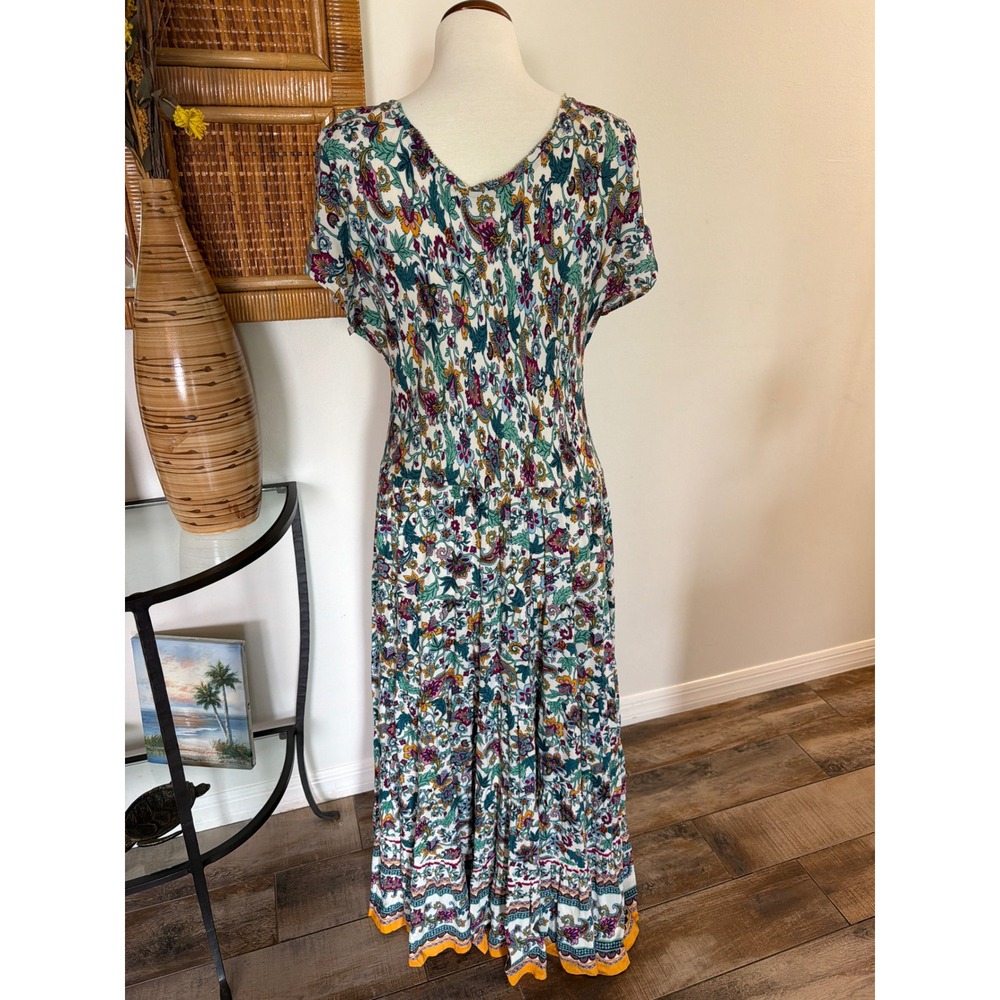Soft Surroundings Kara Maxi Dress in Floral Paisley ,Neptune Green,
 Size XL - Picture 4 of 11